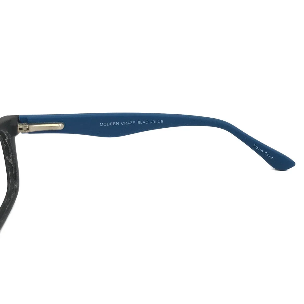 Modern Eyeglasses Frames CRAZE BLACK/BLUE Matte Rectangle Full Rim 50-18-140